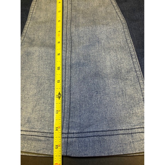 Free‎ People Modern Femme Two Tone Denim Mini Pencil Skirt Size 2 Blue - Picture 10 of 12